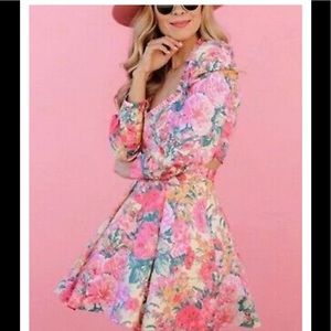 Zara Floral Pleated A-line Mini Skirt